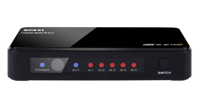 HDMI Switch 5X1, HDMI Switcher 5X1, with IR remote control, HDMI V1.4, 4Kx2K and 3D supported.