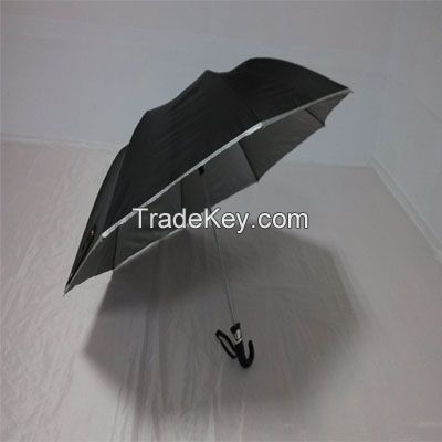 YS-2000Black Nylon Silver Two Fold Windproof Umbrella