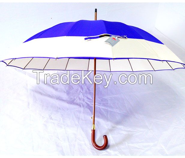 YS-6027Pongee 16Panels Fabric in Two Solid Color Combination Golf Umbrella