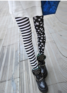 Stripe Star Print Slimming High Elasticity Leggings For Women