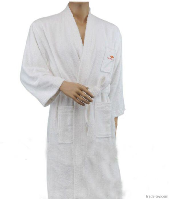 100% Cotton White Hotel Terry Bathrobe