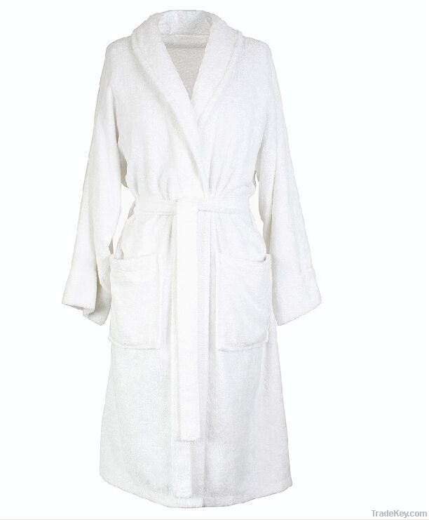 100% Cotton White Hotel Terry Bathrobe