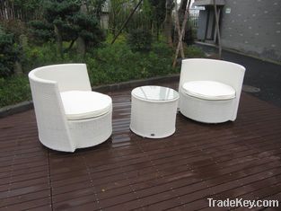 Waterproof White Resin Wicker Chair Set For Home / Restaurant