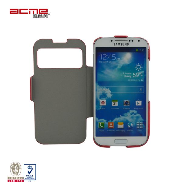 Mobile phone PU leather case leg stand for Samsung Galaxy S4