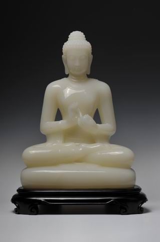 white mabble religious buddha status