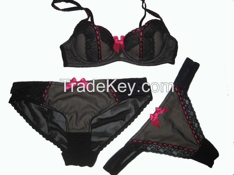 fashionable sexy women underwear bra and briefs in soft mesh