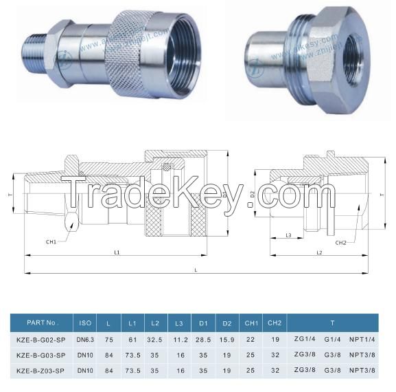 KZE-B carbon steel thread-to-connect high pressure hydraulic quick disconnects