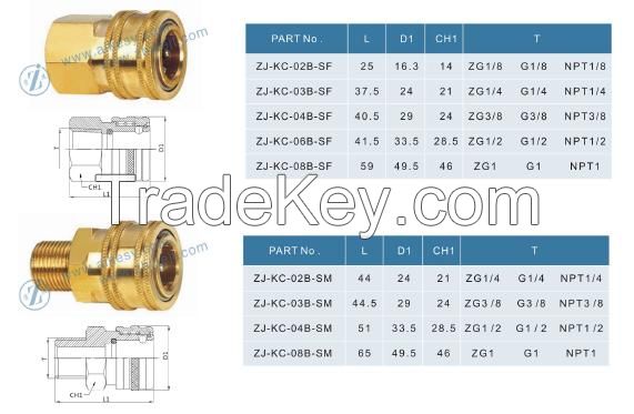 ZJ-KC Brass/SS American type non-valved quick connect couplings