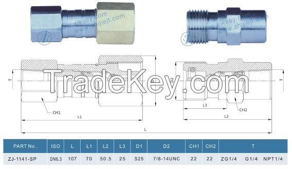 ZI 1141 10000 Psi Ultrahigh Pressure Thread Stainless Steel Quick Coupler for Hydraulic Jack