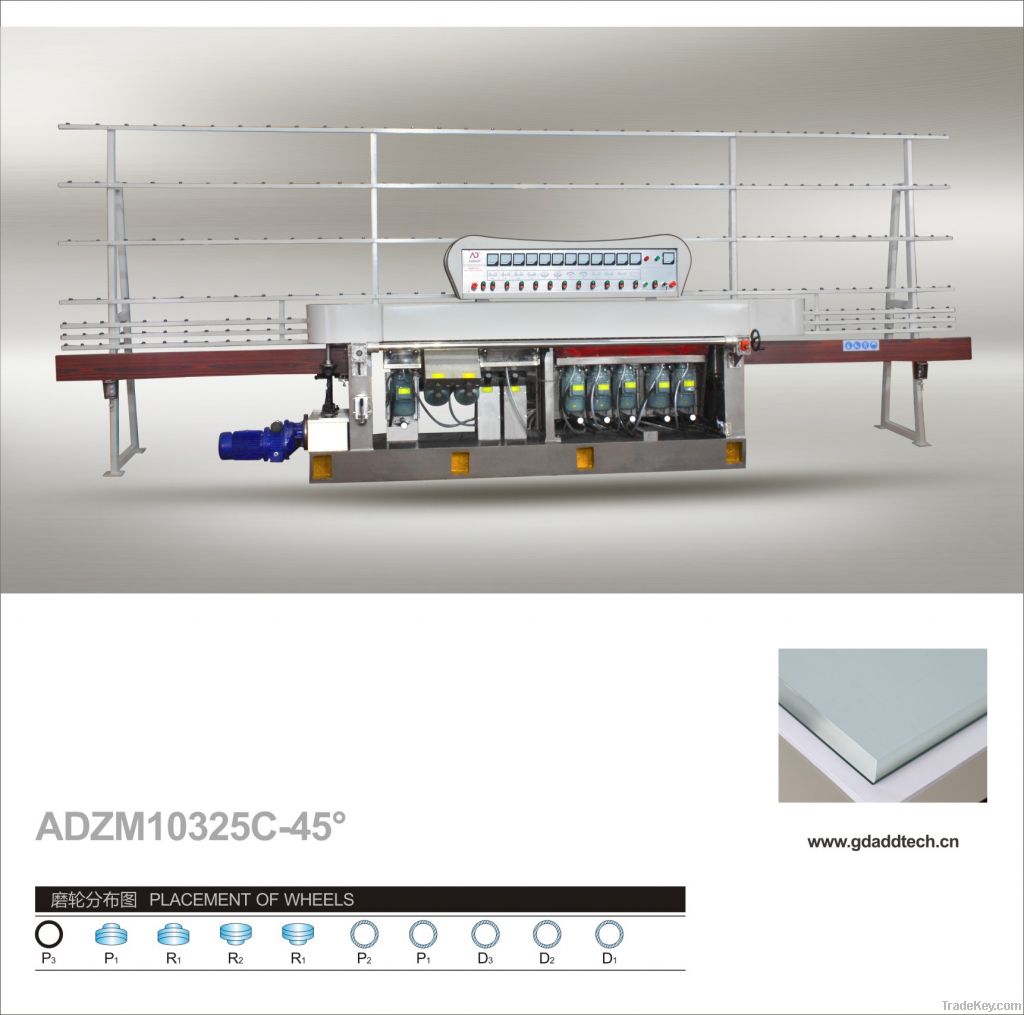 11 MOTORS GLASS STRAIGHT LINE 45Ã‚Â° EDGING MACHINE