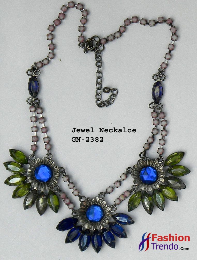 Blue Green Jewel Necklace