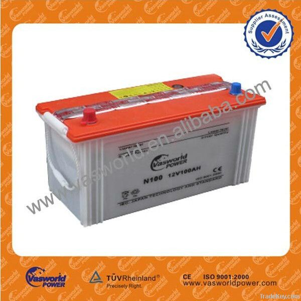 12V 100Ah rechargeable dry charged car battery