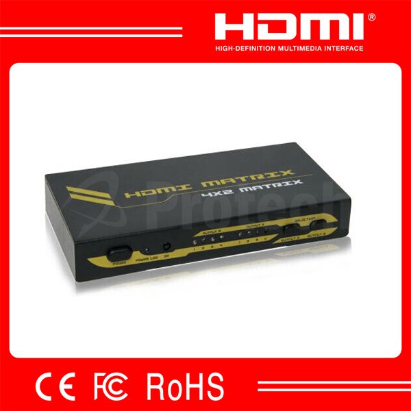 Unique Design V1.3 4x2 HDMI Matrix ,4x4 HDMI Matrix Switch RS232,8x8 HDMI Matrix Support 3D With IR Remote Control 