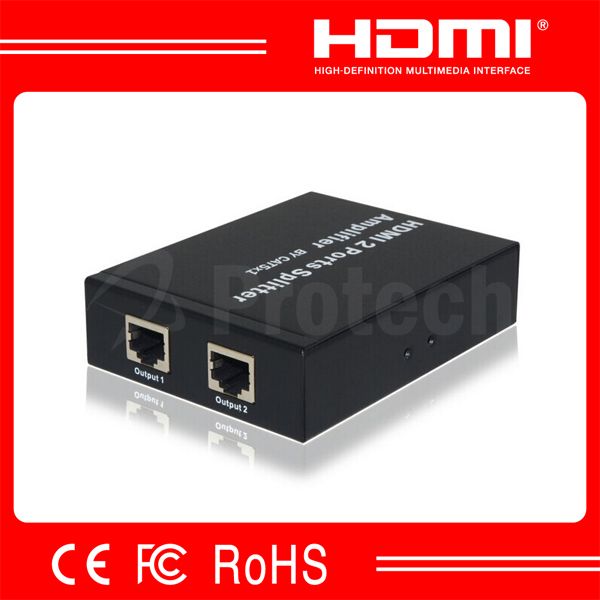 1080p RJ45 HDMI Splitter HDMI Splitter 1in 2 Out Support 3D By Cat5e Cat6 Cable Up to 50M