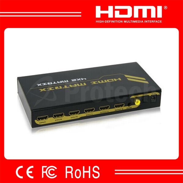 Unique Design V1.3 4x2 HDMI Matrix ,4x4 HDMI Matrix Switch RS232,8x8 HDMI Matrix Support 3D With IR Remote Control 