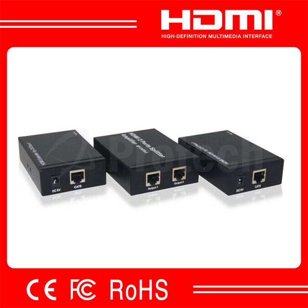 1080p RJ45 HDMI Splitter HDMI Splitter 1in 2 Out Support 3D By Cat5e Cat6 Cable Up to 50M