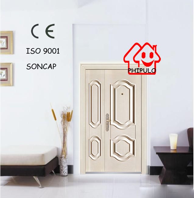 Latest design white mother and son residential steel security door