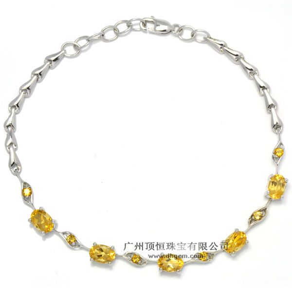 Fashion Style White Gold Charm Bracelet Jewelry With Citrine Stone Wholesale Price
