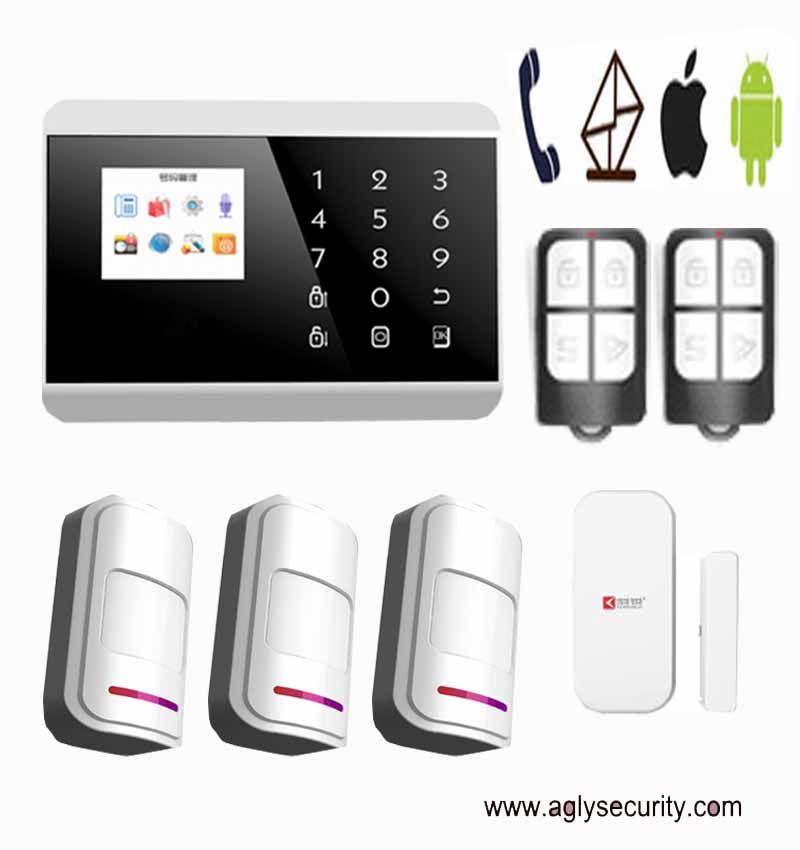 dual network Wireless gsm touch screen alarm system with Lcd display