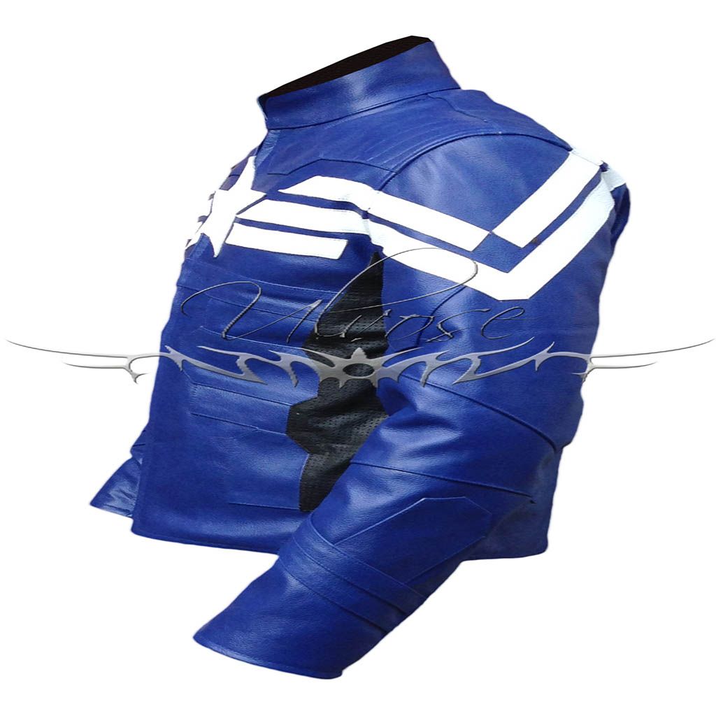 Captain America Blue Leather Motorcycle Jacket