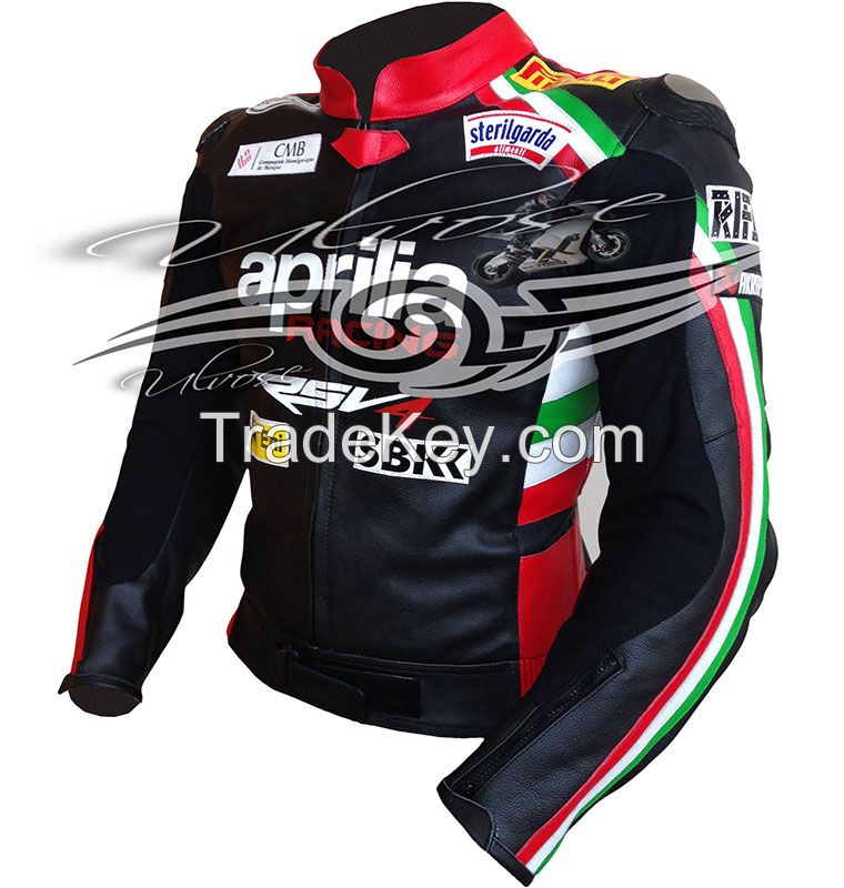 Aprilla Black Racing motorcycle leather jacket