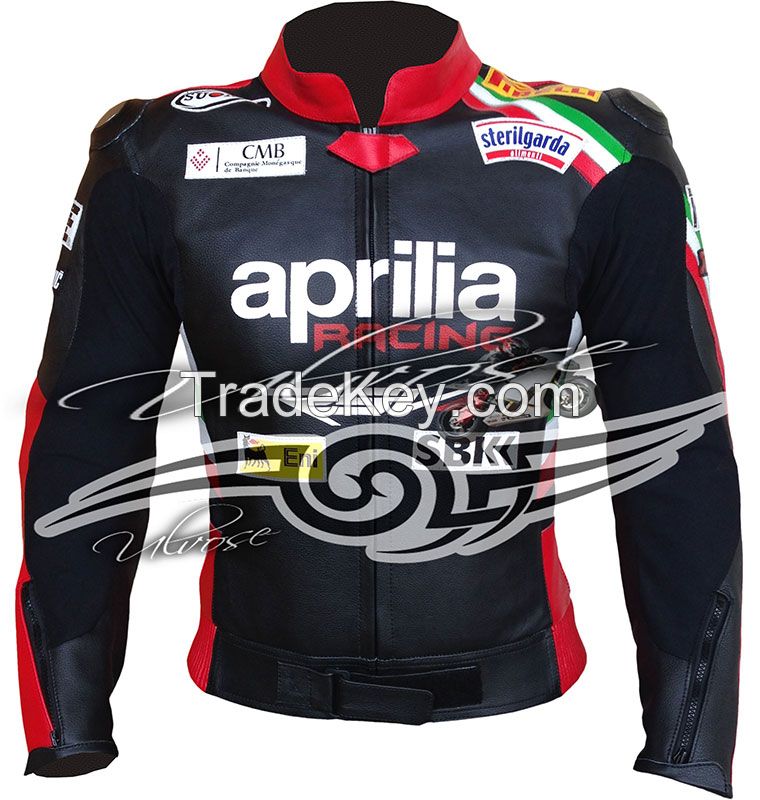 Aprilla Black Racing motorcycle leather jacket