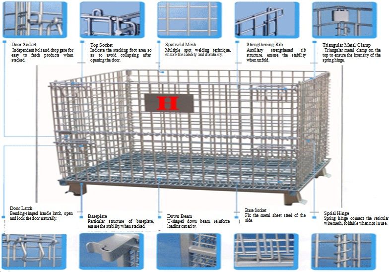 Foldable Industrial Metal Storage Basket