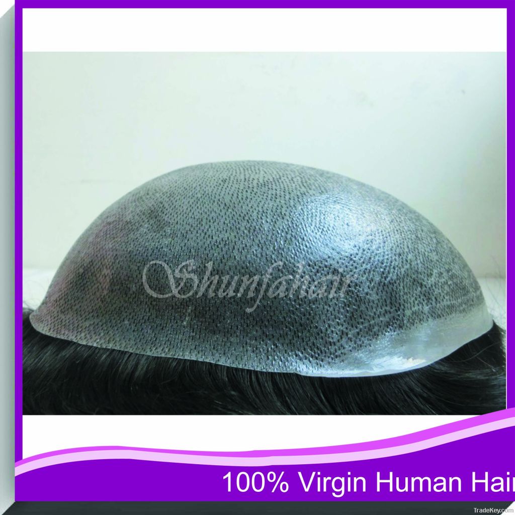 Super Thin Skin Stock Toupee For Men V-loops