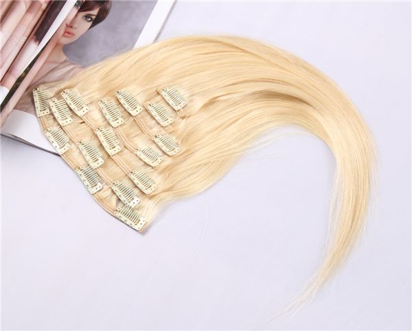 CY Straight Natural Blonde Clip in Hair Extensions