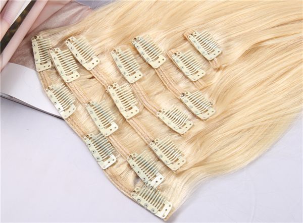 CY Straight Natural Blonde Clip in Hair Extensions