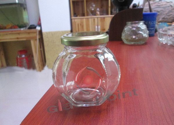 Hexagon/oval/octagon glass jars/food containers with metal/plastic cap