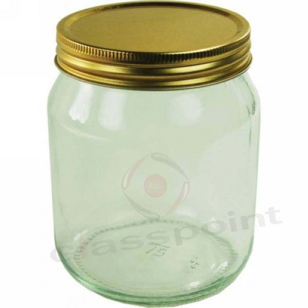 Round glass jars for honey, jam 
