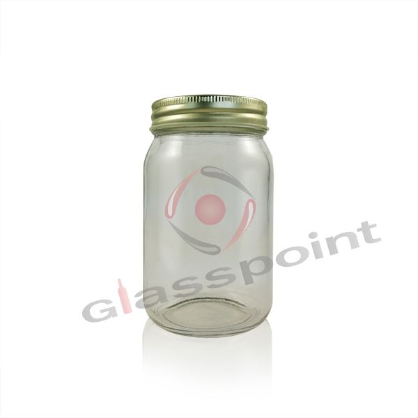 Glass Mason jars with screw metal cap 