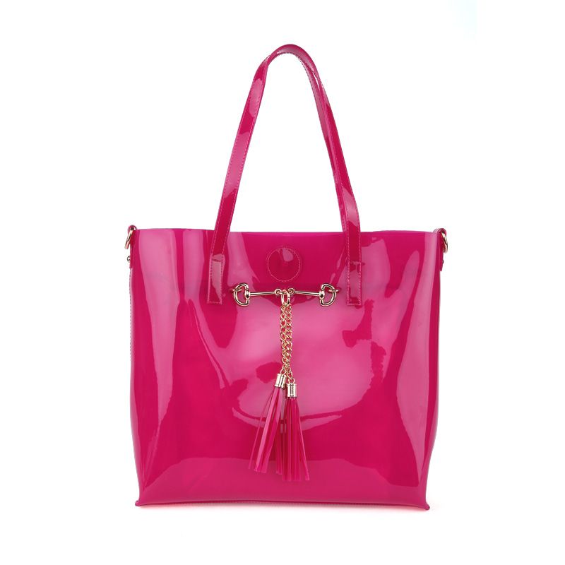 lady candy color natural rubber tote shopping handbag