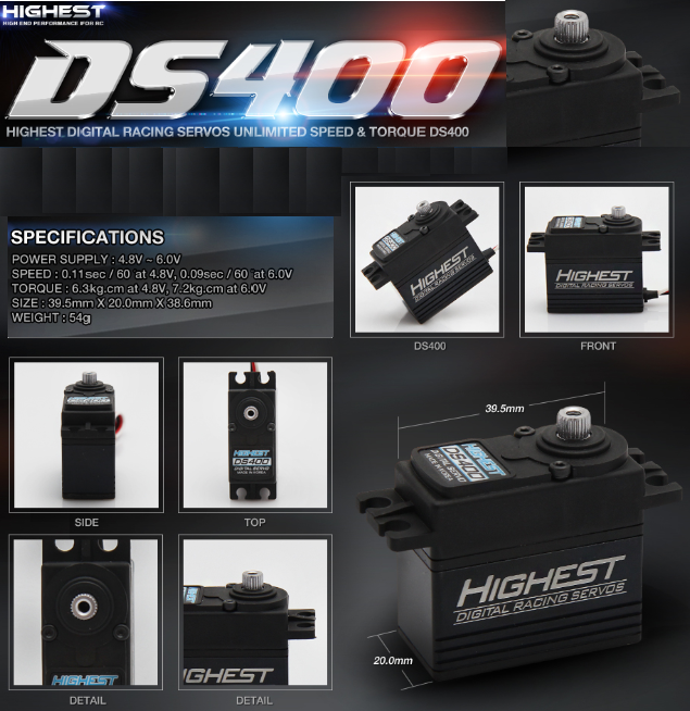 HIGHEST DIGITAL RACING RC SERVO - Metal Gear (High Voltage) - DS400