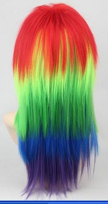 Beautiful multi color long straight Heat Resistant cosplay wig