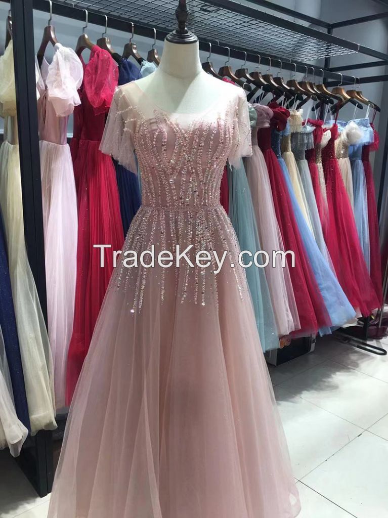 Wholesale Luxury Evening Dress Wedding Sequins Beading Party Formal Dress 