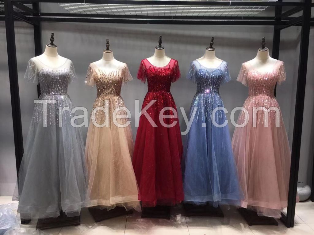 Wholesale Luxury Evening Dress Wedding Sequins Beading Party Formal Dress 