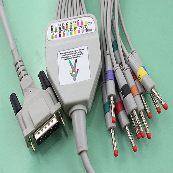 Schiller 10 leads ecg ekg cable with Banana 4.0,one piece Schiller EKG cable with integrated 10 leadwires, 10K ohm, AHA