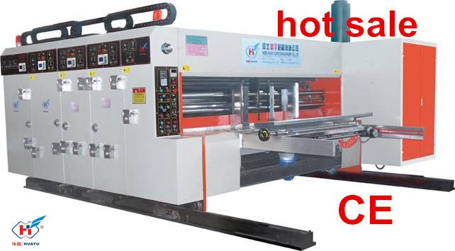 high technology and good quality best price HUAYU-C series fully automatic printer slotter die cutter machine  pizza box making machine  carton machine and corrugated machine 