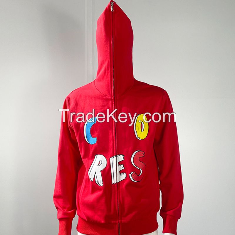 OEM Men 3d Print Hoodie Custom Logo Embroidery French Terry Heavyweight Oversized Full Zip Up Hoodies