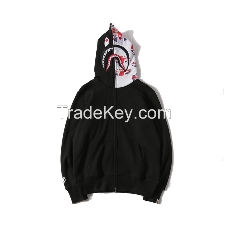 New Arrival Designer Custom Logo Wholesale Full Zip Up Hoodie Puff Print Plain Black Custom Full Zip Up Hoodie