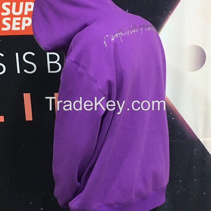 OEM Men 3d Print Hoodie Custom Logo Embroidery French Terry Heavyweight Oversized Full Zip Up Hoodies