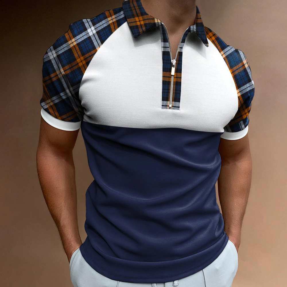 Cotton Two Tone Color Combination Polo Collar Men T-shirts Custom Size Golf Clothing Classic Collar Men Polo T Shirt
