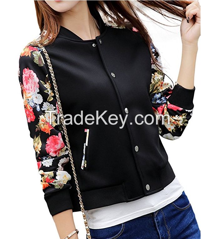 Women Zip Up Bomber Jacket Plus Size Full Sleeve Polyester Made Ladies Jacket For Sale Customized Design Size And Fabric