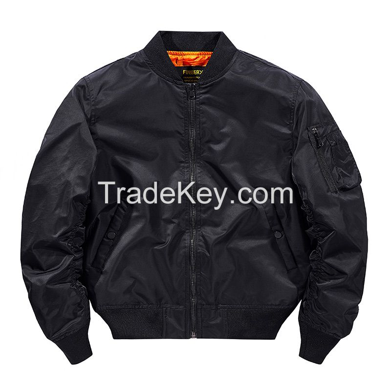Wholesale Autumn Oversize Solid Color Baseball Jacket Men Casual Stand Collar Bomber Jackets For Men