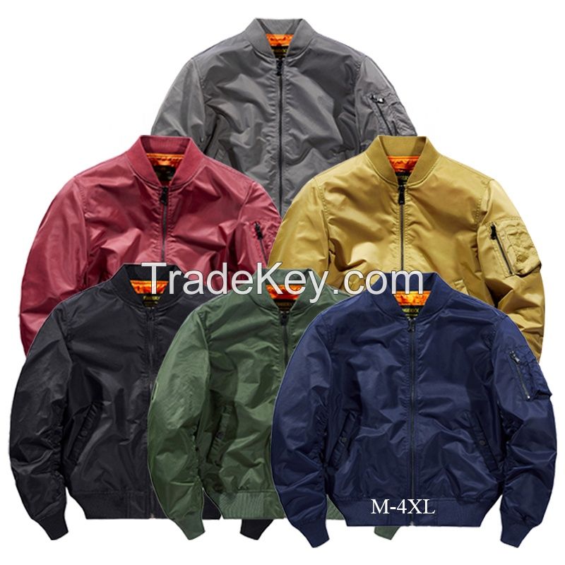 Wholesale Autumn Oversize Solid Color Baseball Jacket Men Casual Stand Collar Bomber Jackets For Men