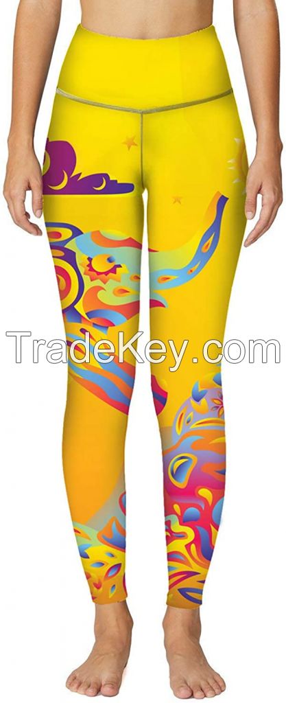 Wholesale OEM 92 Polyester 8 Spandex Custom Sublimation Printing Women Sports Yoga Pants leggings for women