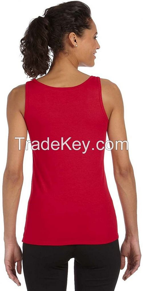 Superior Quality Sport Printing Customized Logo Soft 100% Cotton Sleeveless Round Neck women'S Tanktop