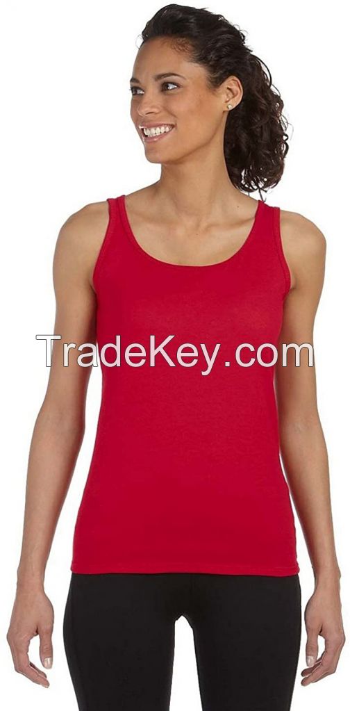 Superior Quality Sport Printing Customized Logo Soft 100% Cotton Sleeveless Round Neck women'S Tanktop